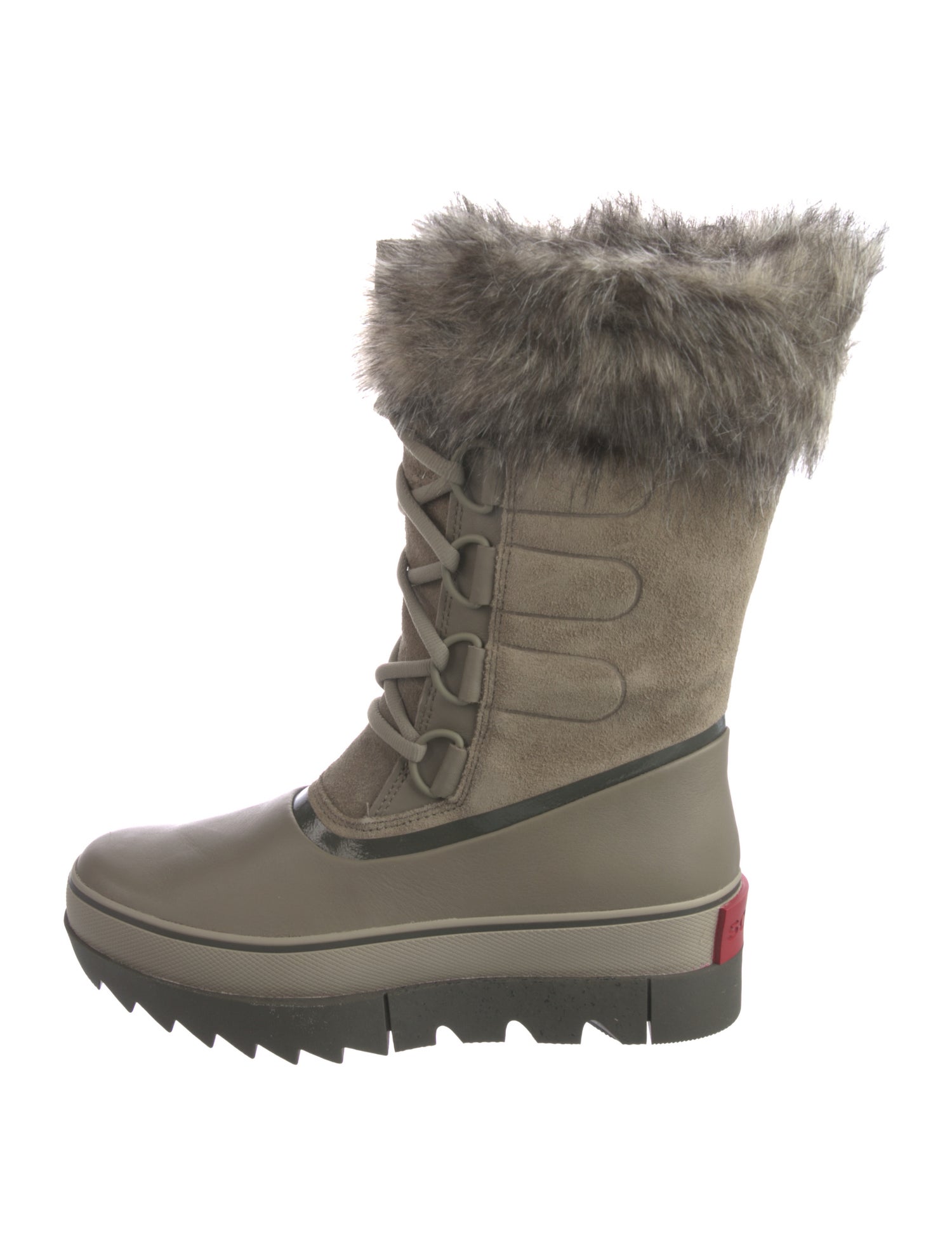 Sorel Leather Fur Trim Lace-Up Boots