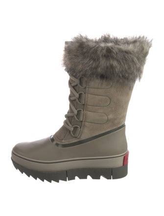 Sorel Leather Fur Trim Lace-Up Boots