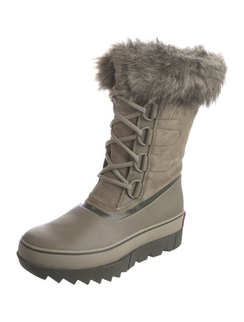 Sorel Leather Fur Trim Lace-Up Boots