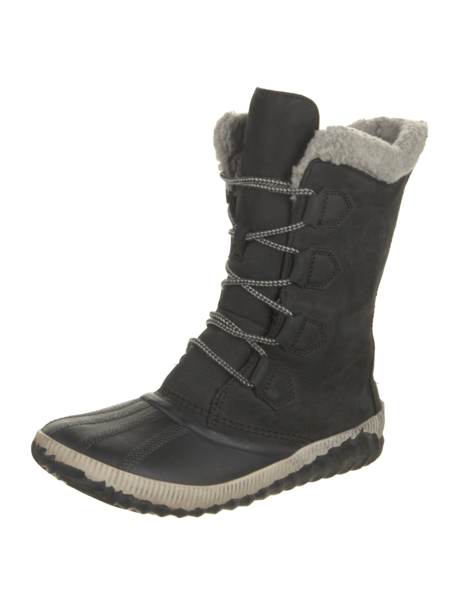 Sorel Leather Faux Fur Trim Lace-Up Boots