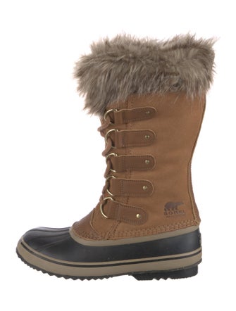 Sorel Suede Faux Fur Trim Lace-Up Boots