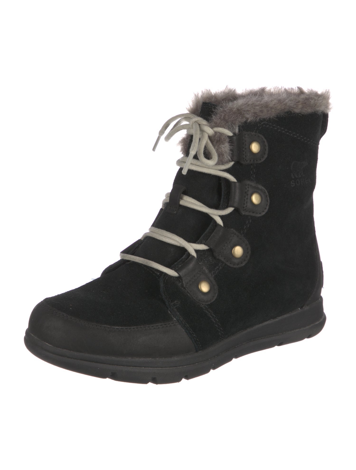 Sorel Suede Fur Trim Lace-Up Boots