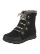 Sorel Suede Fur Trim Lace-Up Boots