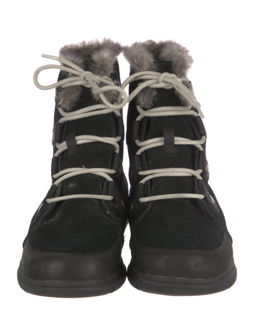 Sorel Suede Fur Trim Lace-Up Boots