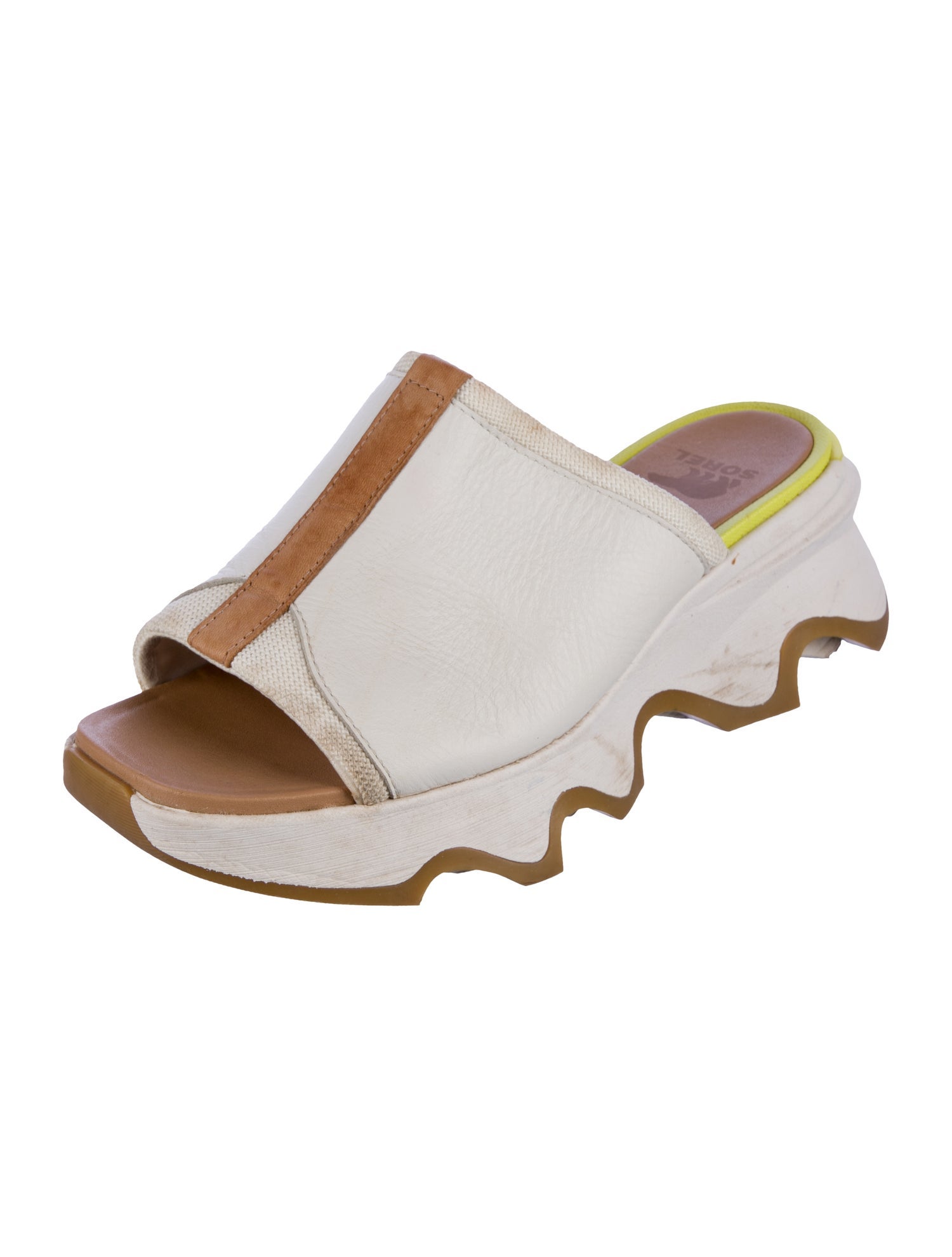 Sorel Leather Colorblock Pattern Slides