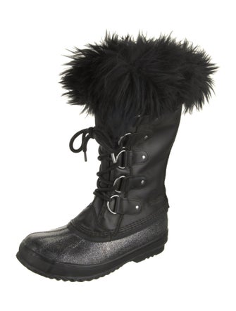 Sorel Leather Glitter Accents Lace-Up Boots