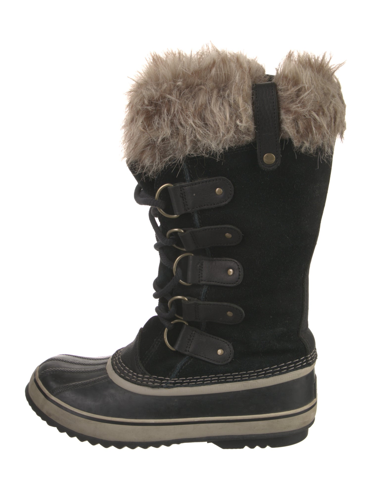 Sorel Suede Fur Trim Lace-Up Boots