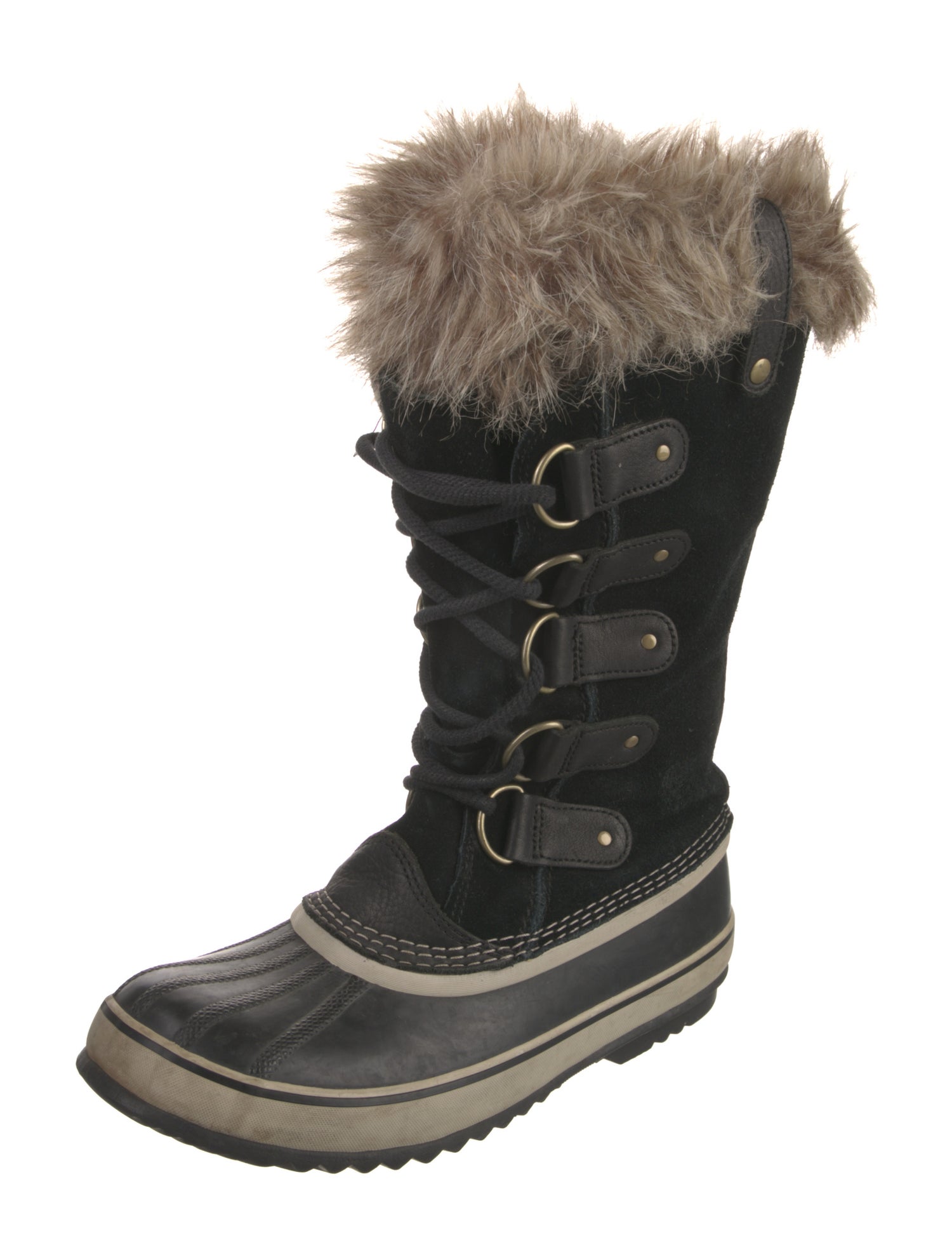 Sorel Suede Fur Trim Lace-Up Boots