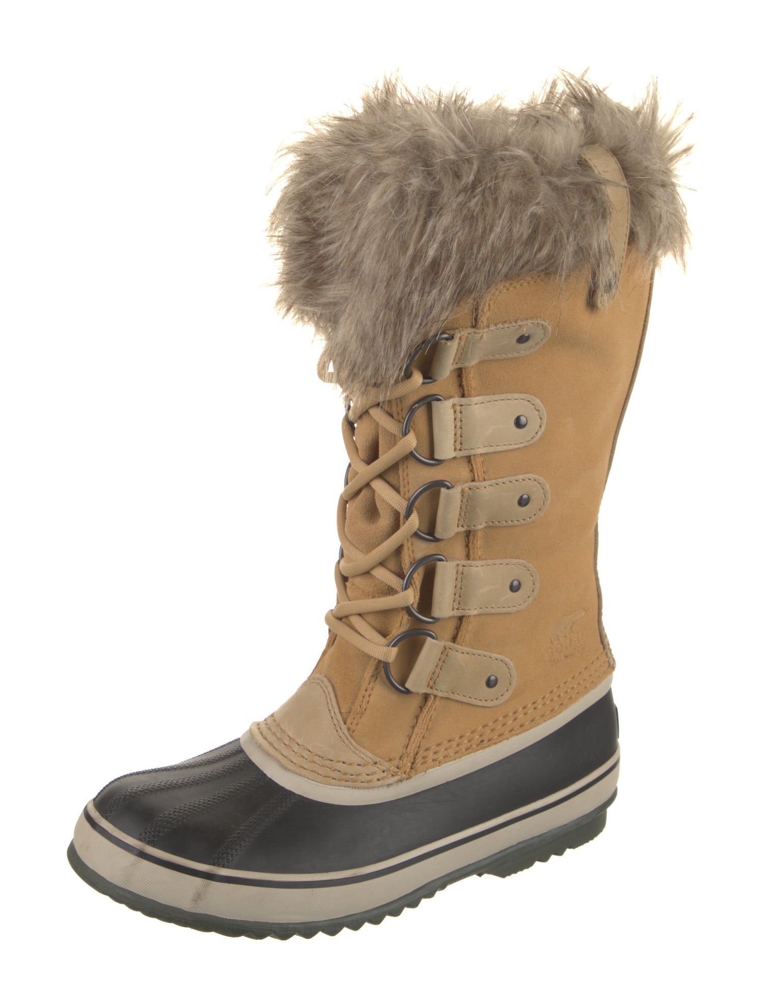 Sorel Suede Fur Trim Lace-Up Boots