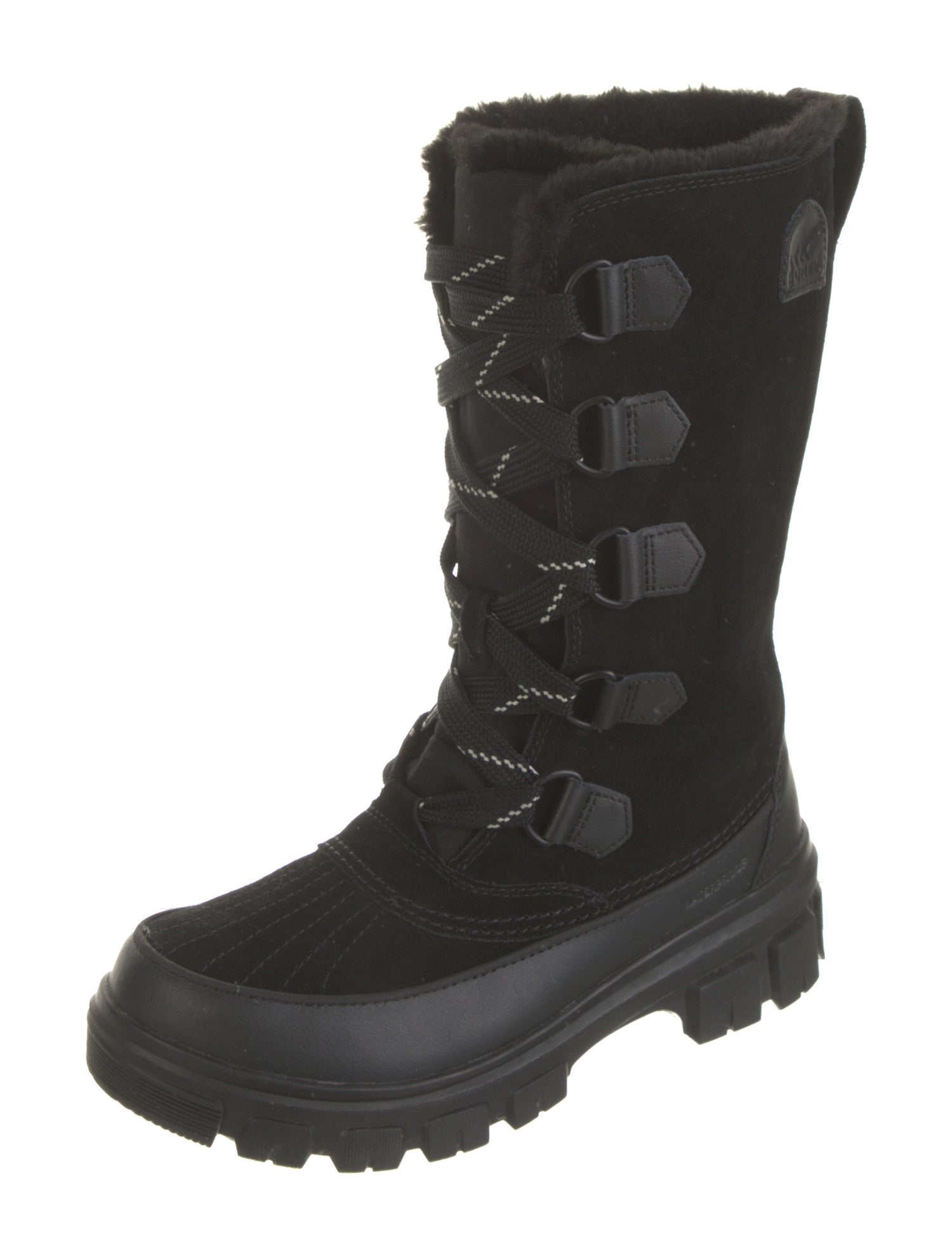 Sorel Suede Fur Trim Lace-Up Boots