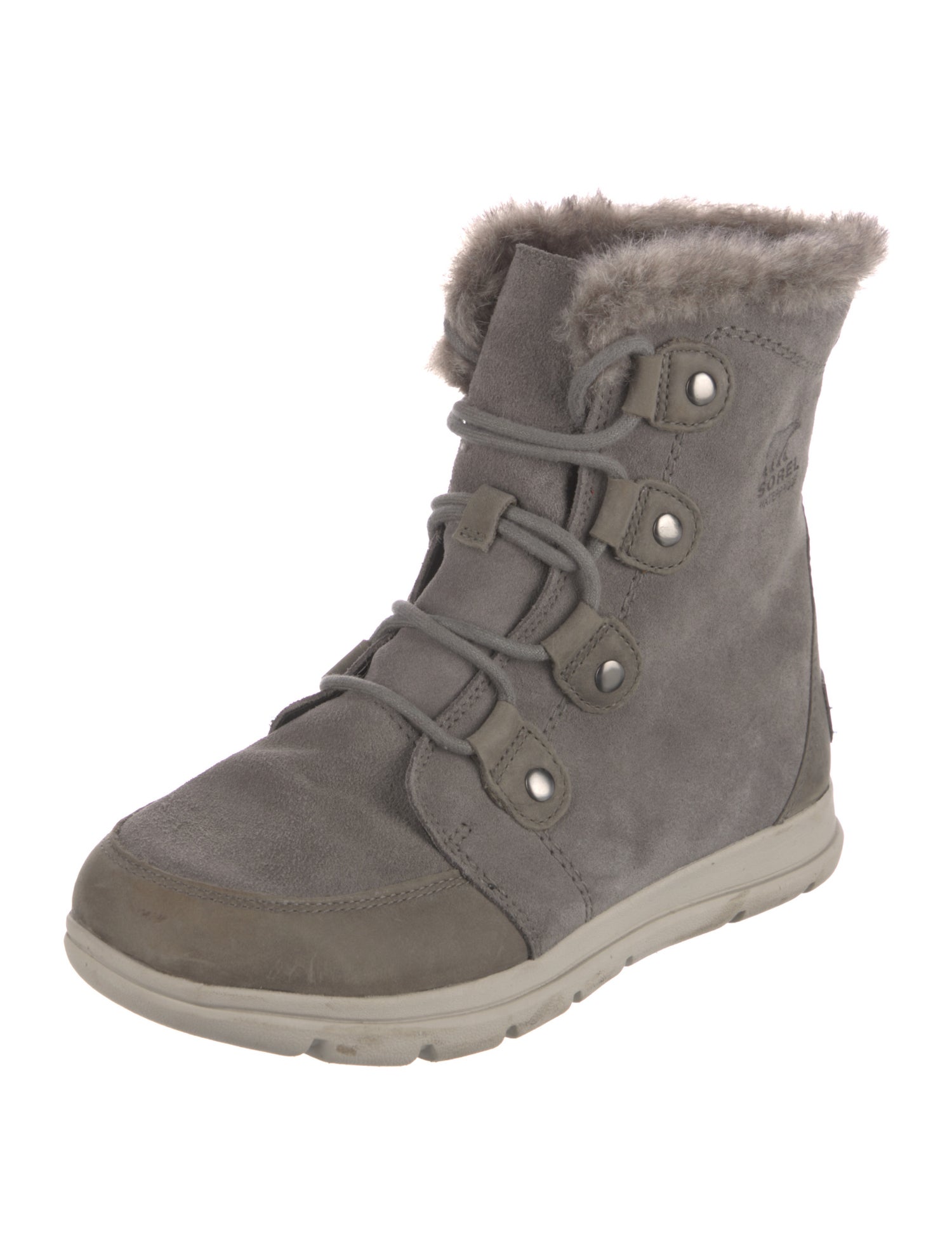 Sorel Suede Fur Trim Lace-Up Boots