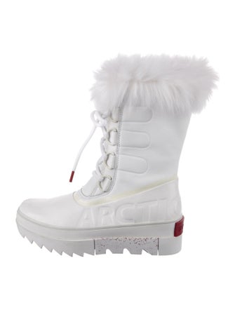 Sorel Leather Fur Trim Lace-Up Boots