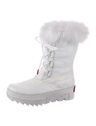 Sorel Leather Fur Trim Lace-Up Boots