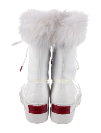 Sorel Leather Fur Trim Lace-Up Boots