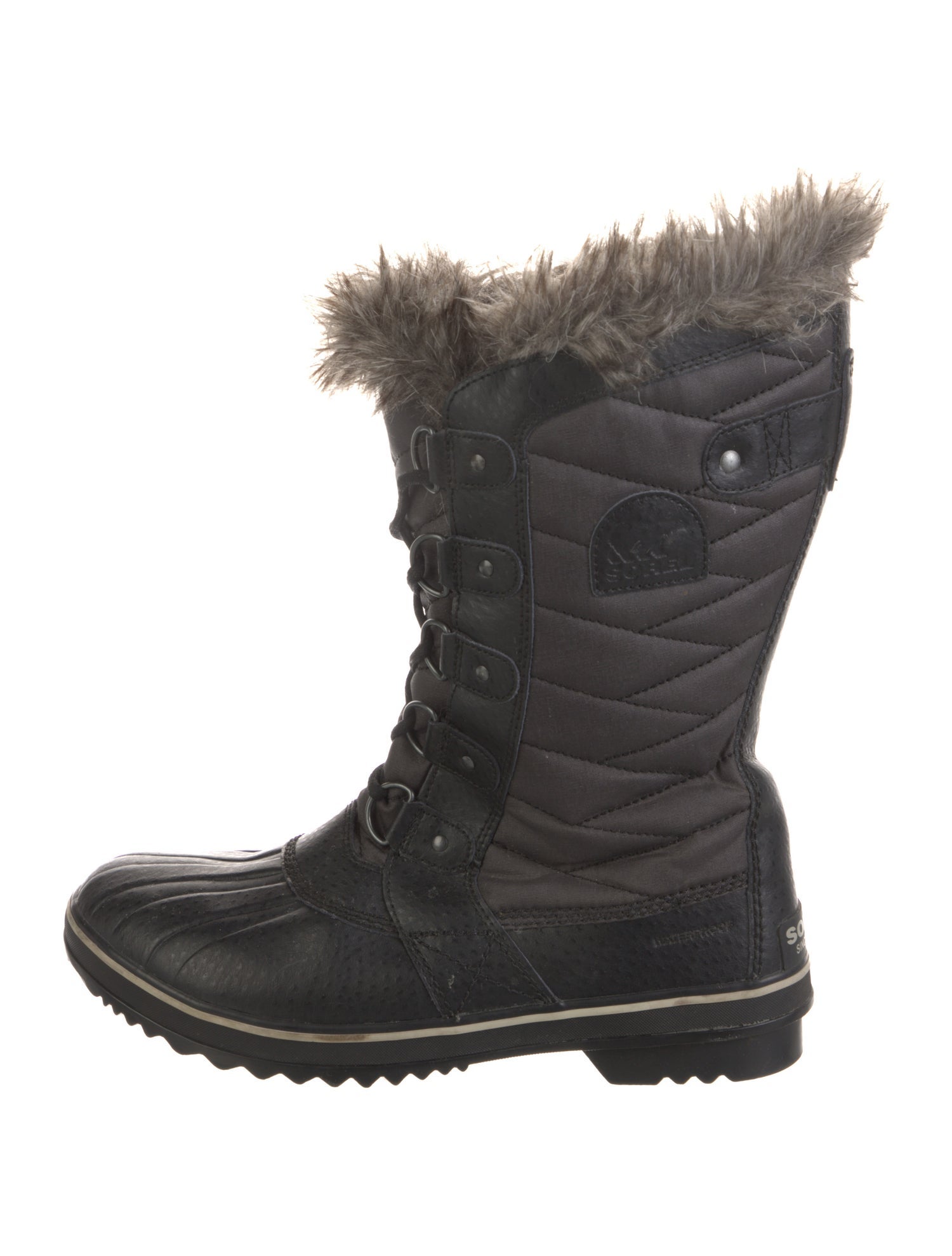 Sorel Leather Faux Fur Trim Combat Boots