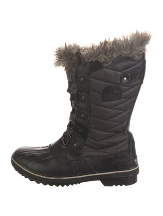 Sorel Leather Faux Fur Trim Combat Boots