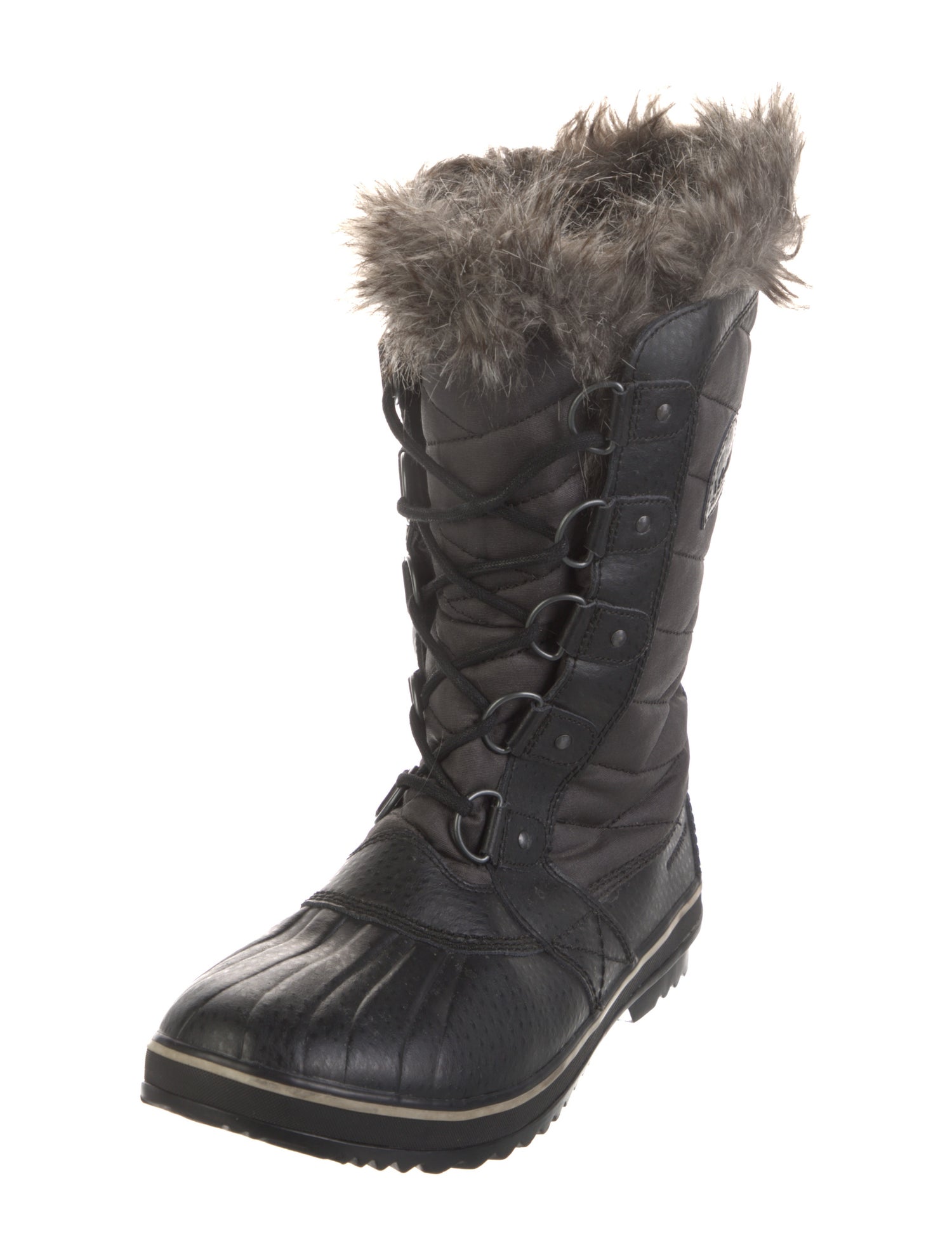 Sorel Leather Faux Fur Trim Combat Boots