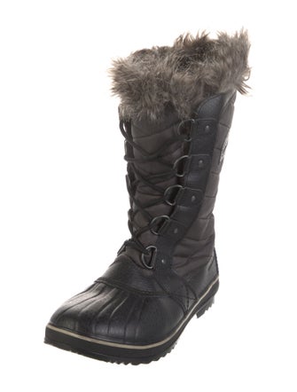 Sorel Leather Faux Fur Trim Combat Boots