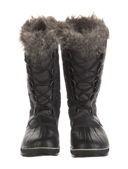 Sorel Leather Faux Fur Trim Combat Boots