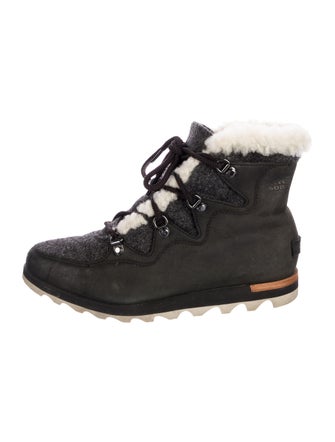 Sorel Leather Animal Print Lace-Up Boots