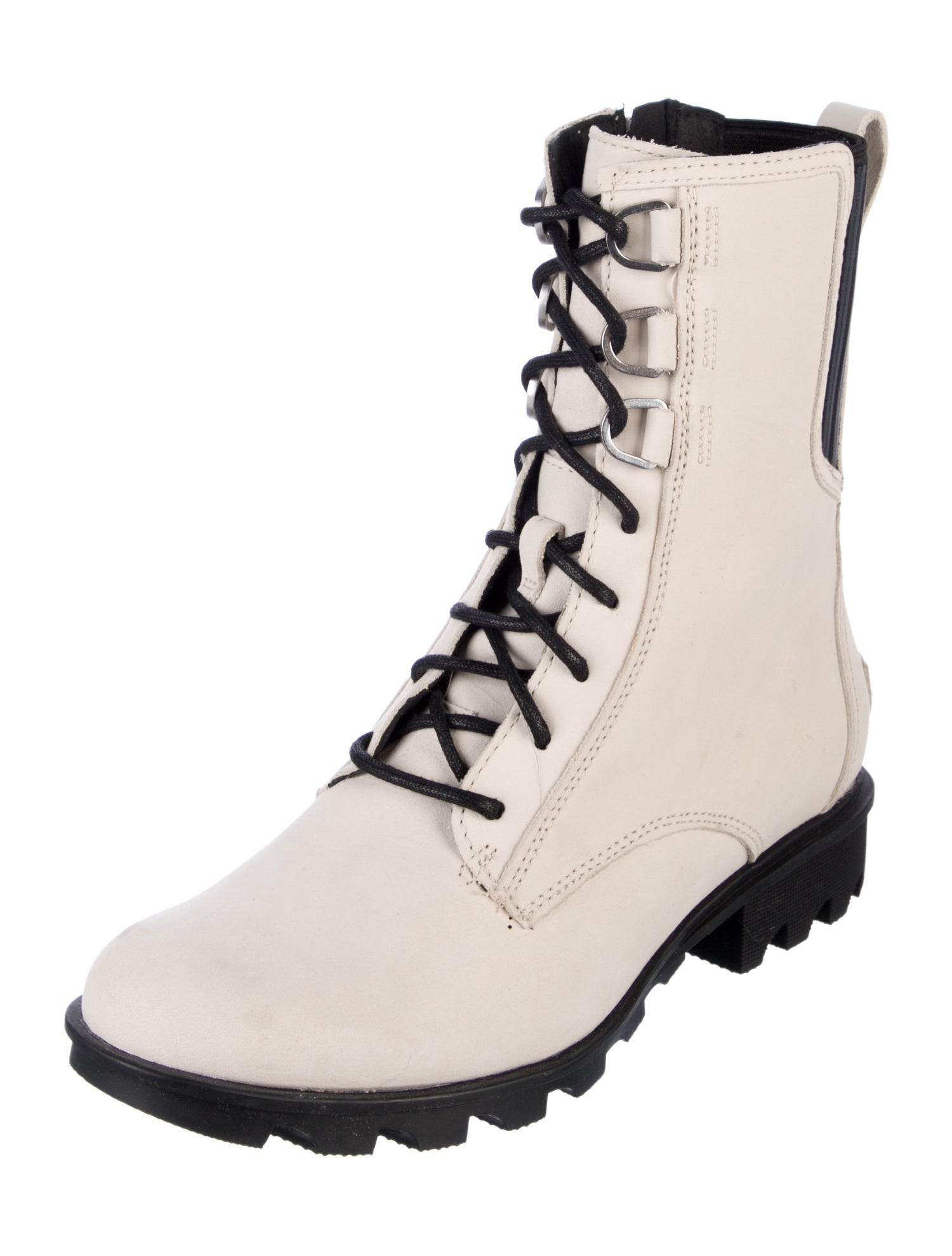 Sorel Leather Colorblock Pattern Combat Boots