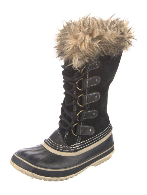 Sorel Suede Fur Trim Lace-Up Boots