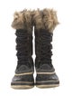 Sorel Suede Fur Trim Lace-Up Boots