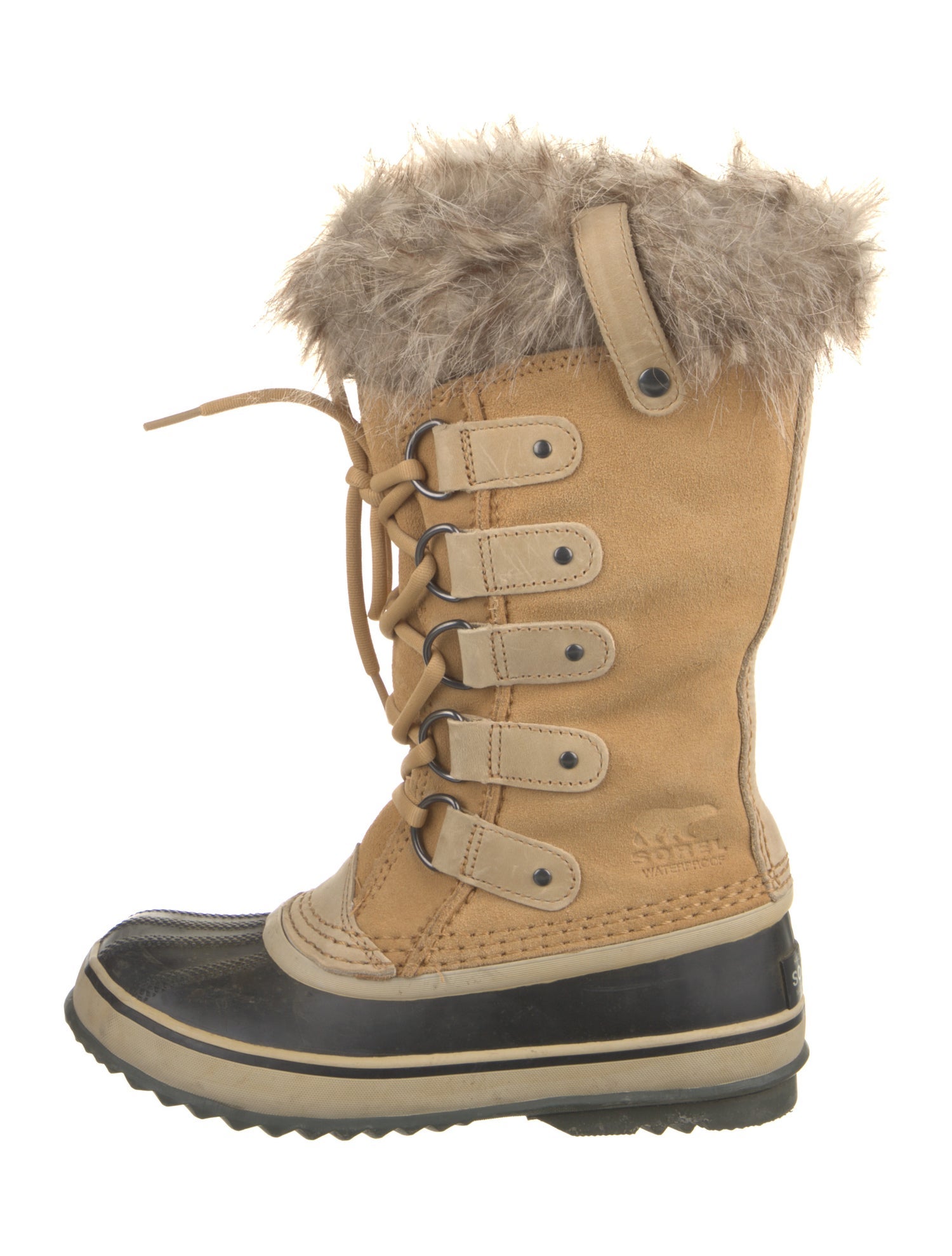 Sorel Suede Faux Fur Trim Lace-Up Boots