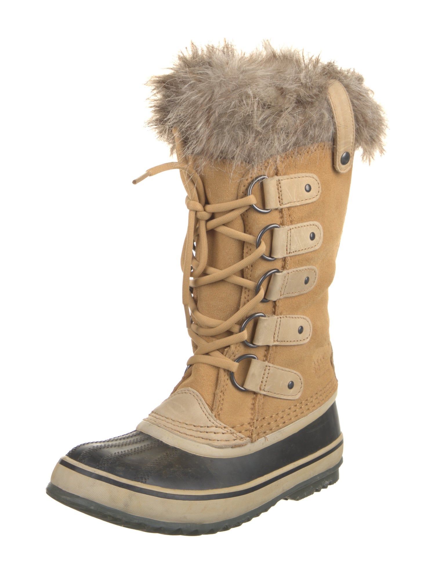 Sorel Suede Faux Fur Trim Lace-Up Boots