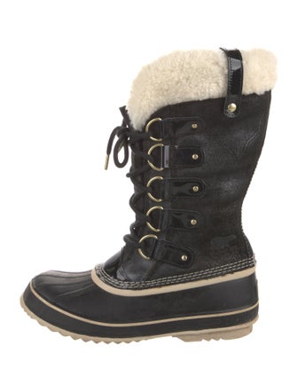 Sorel Suede Fur Trim Lace-Up Boots