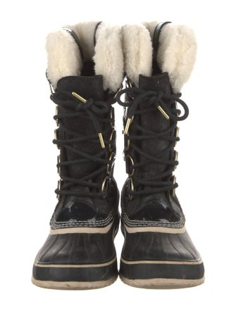 Sorel Suede Fur Trim Lace-Up Boots