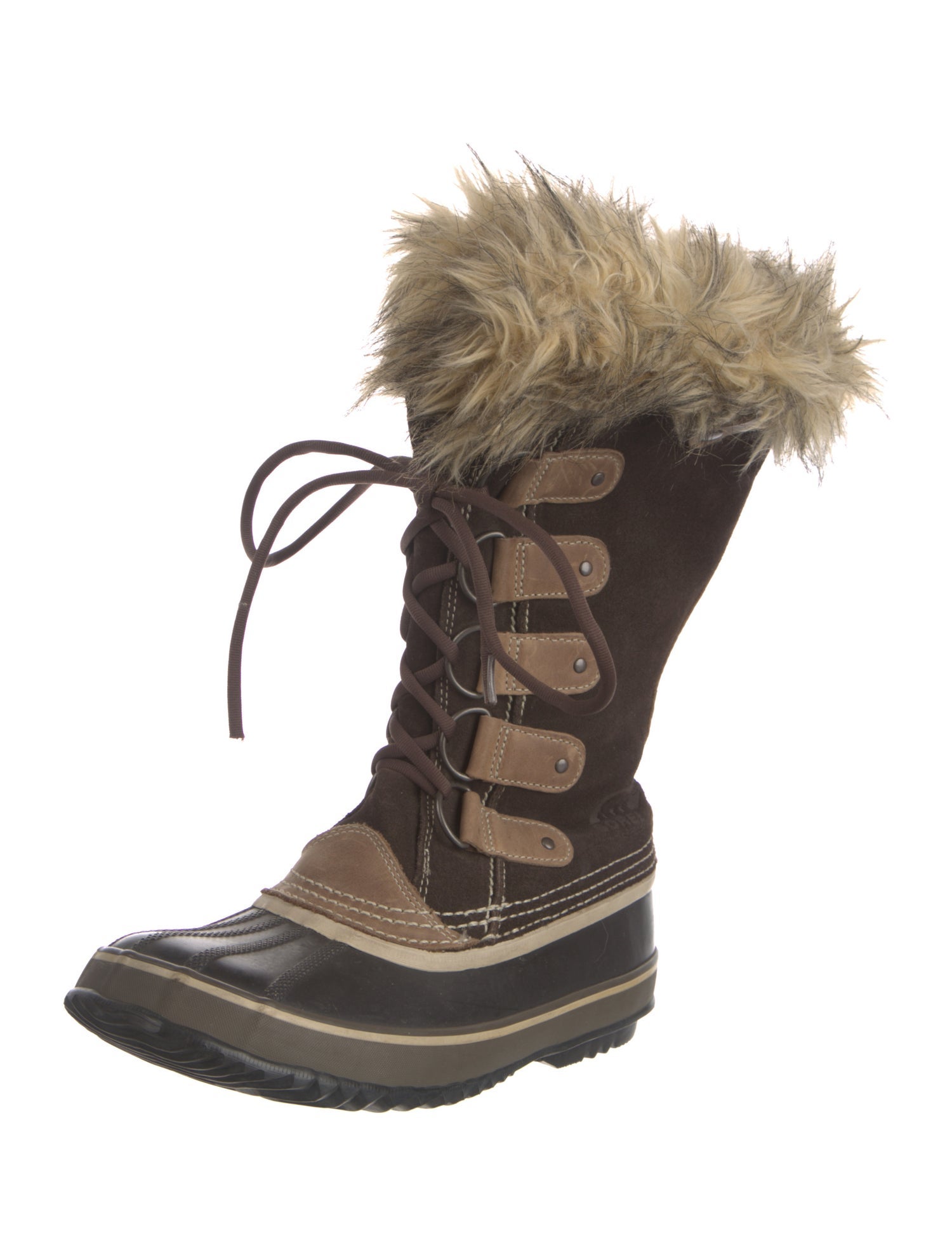 Sorel Suede Fur Trim Lace-Up Boots