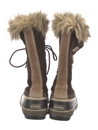Sorel Suede Fur Trim Lace-Up Boots