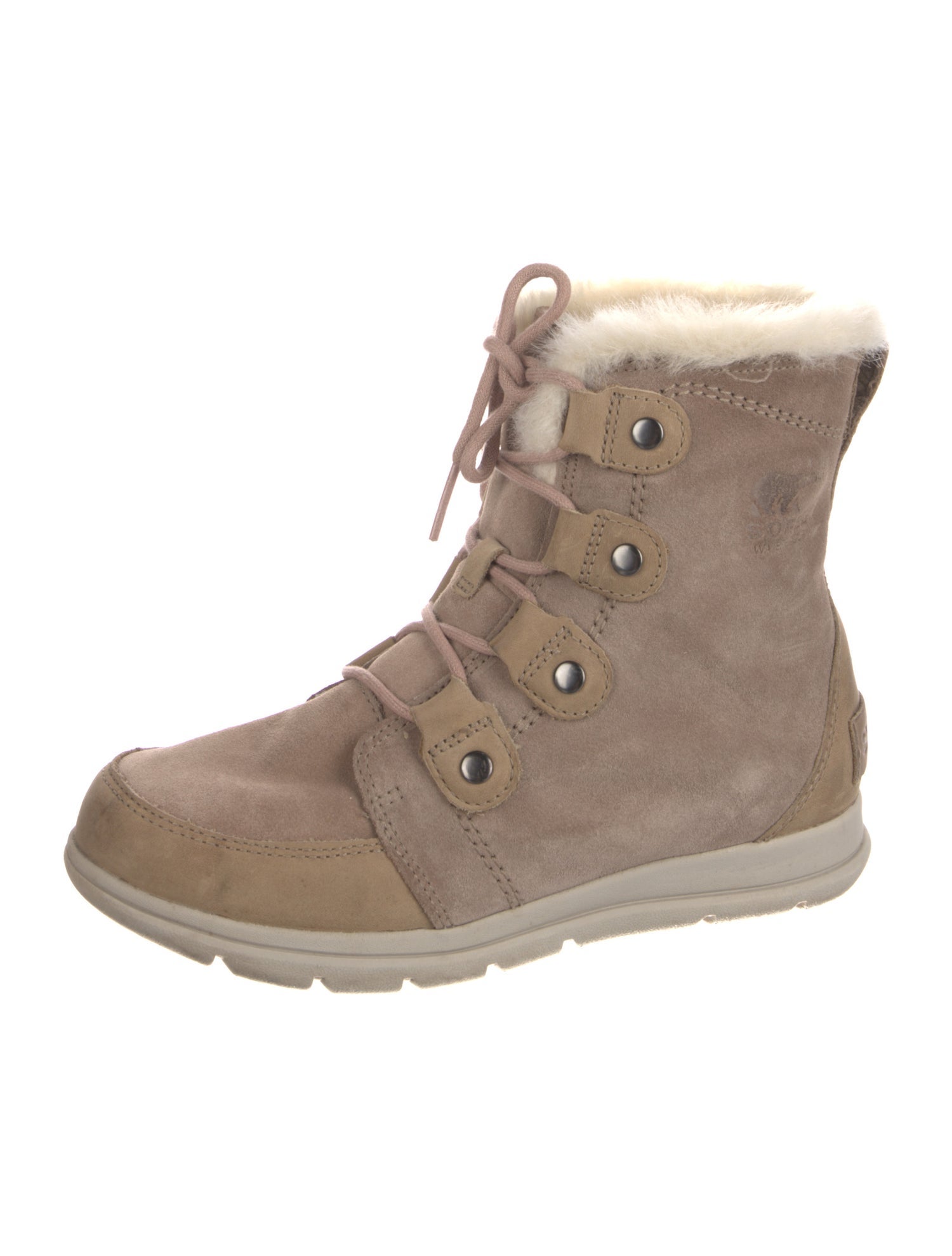Sorel Suede Faux Fur Trim Lace-Up Boots