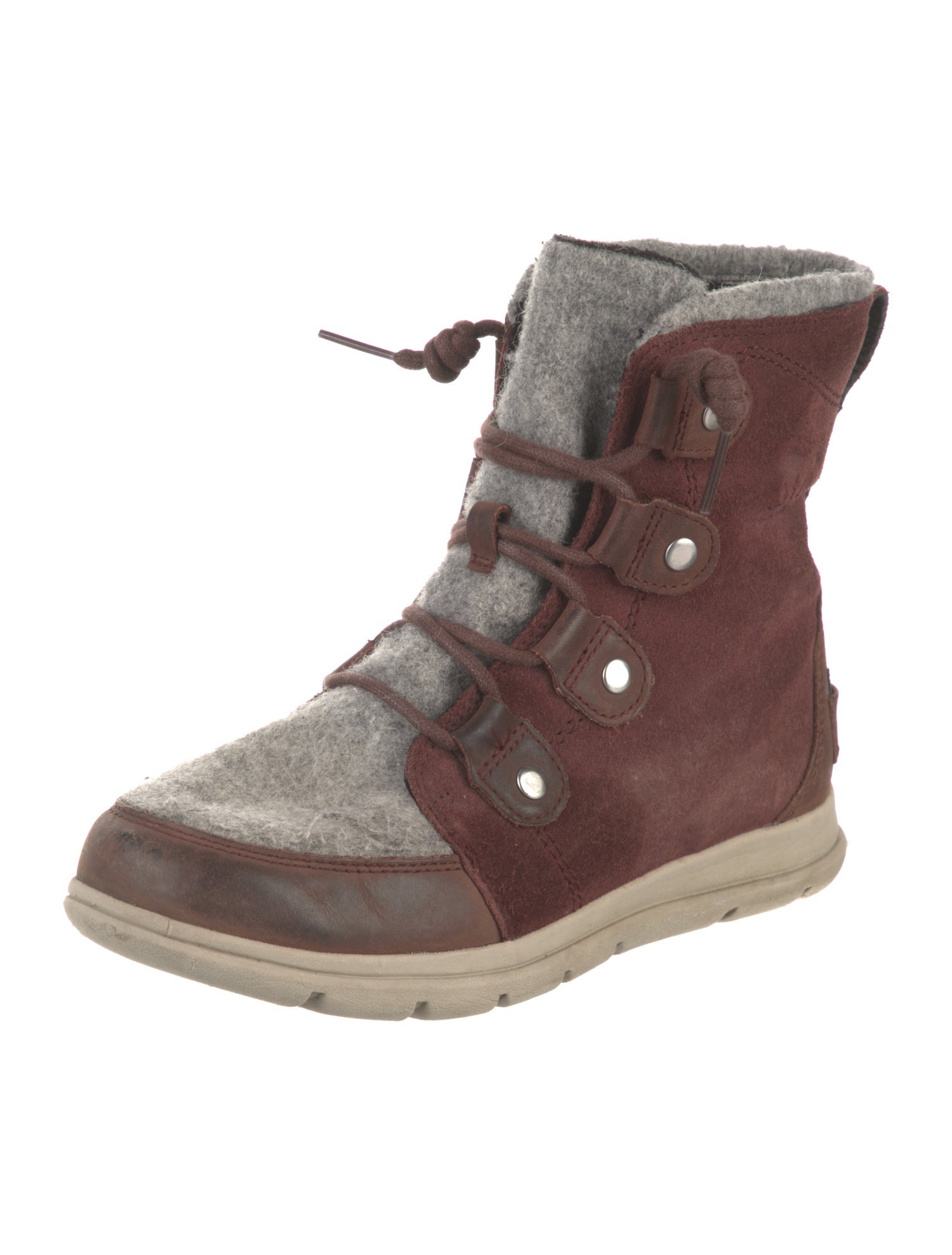 Sorel Suede Colorblock Pattern Lace-Up Boots