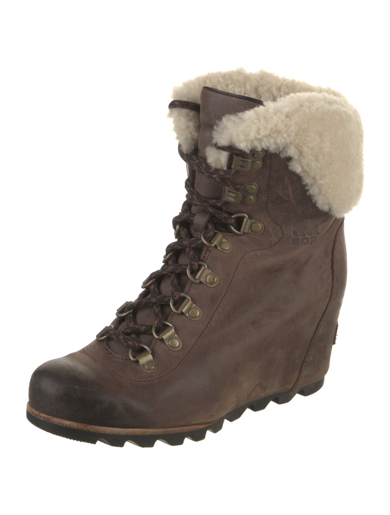 Sorel Leather Colorblock Pattern Lace-Up Boots