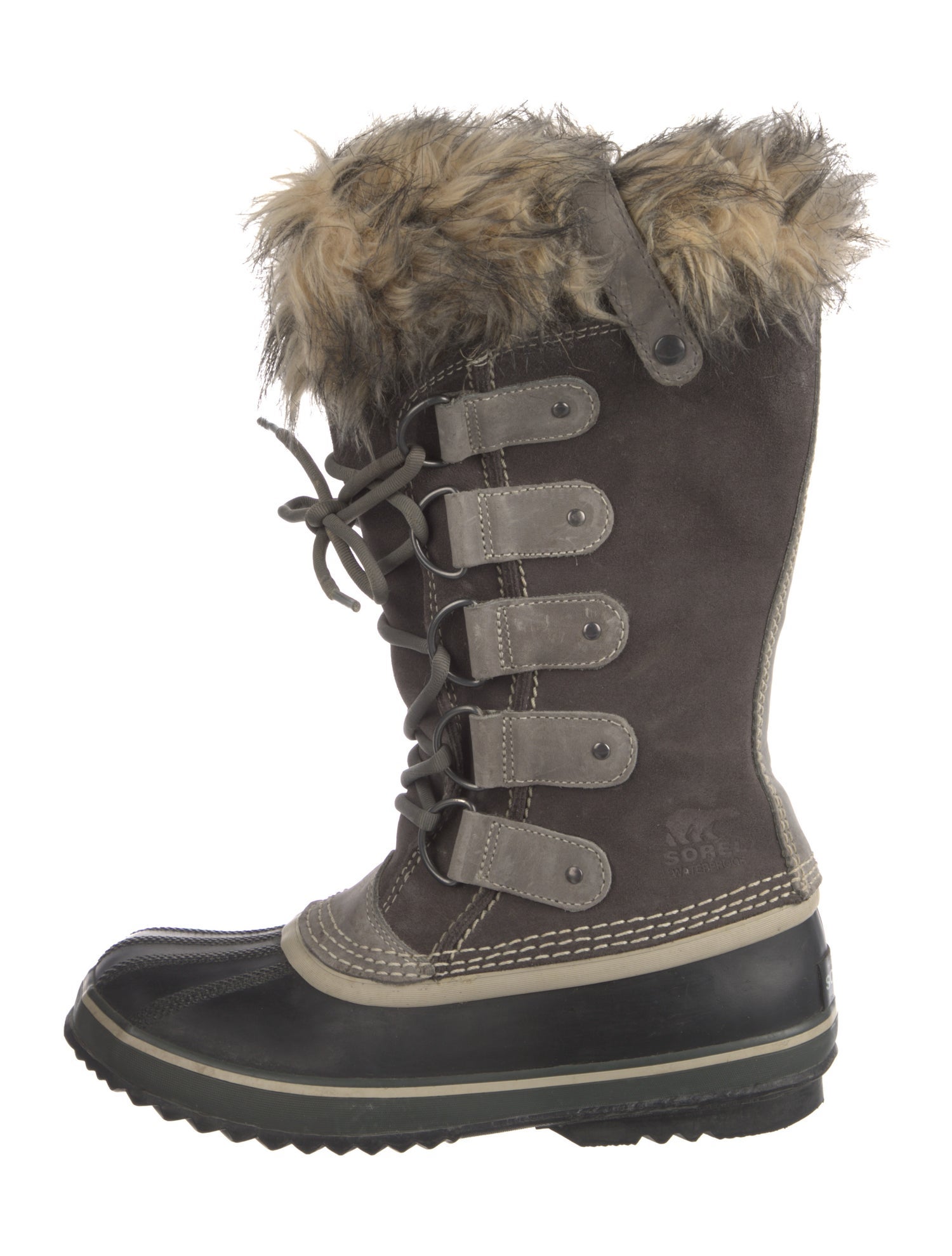 Sorel Suede Fur Trim Lace-Up Boots