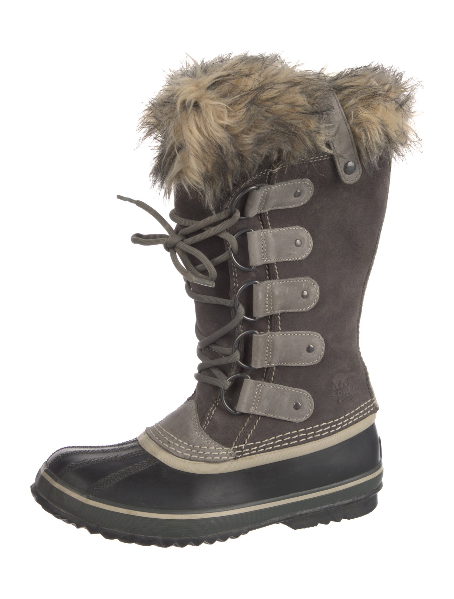 Sorel Suede Fur Trim Lace-Up Boots