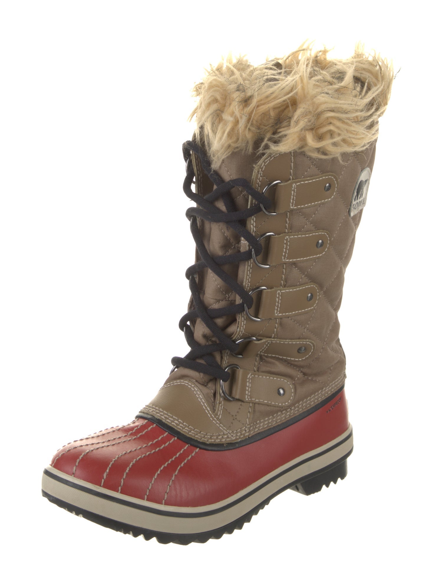 Sorel Colorblock Pattern Faux Fur Trim Lace-Up Boots