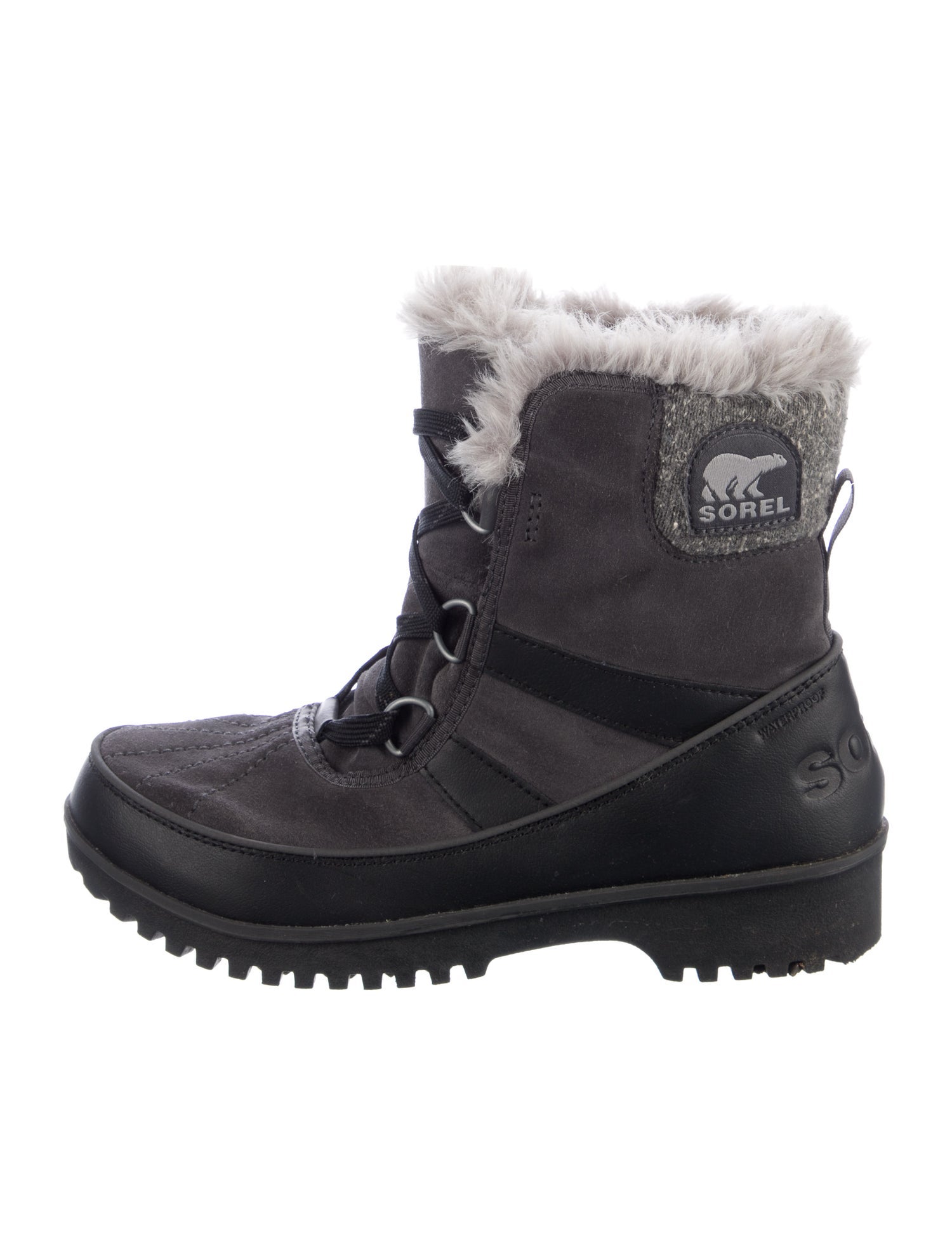 Sorel Suede Faux Fur Trim Combat Boots