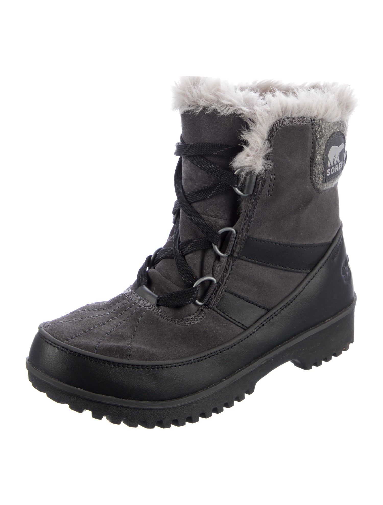 Sorel Suede Faux Fur Trim Combat Boots