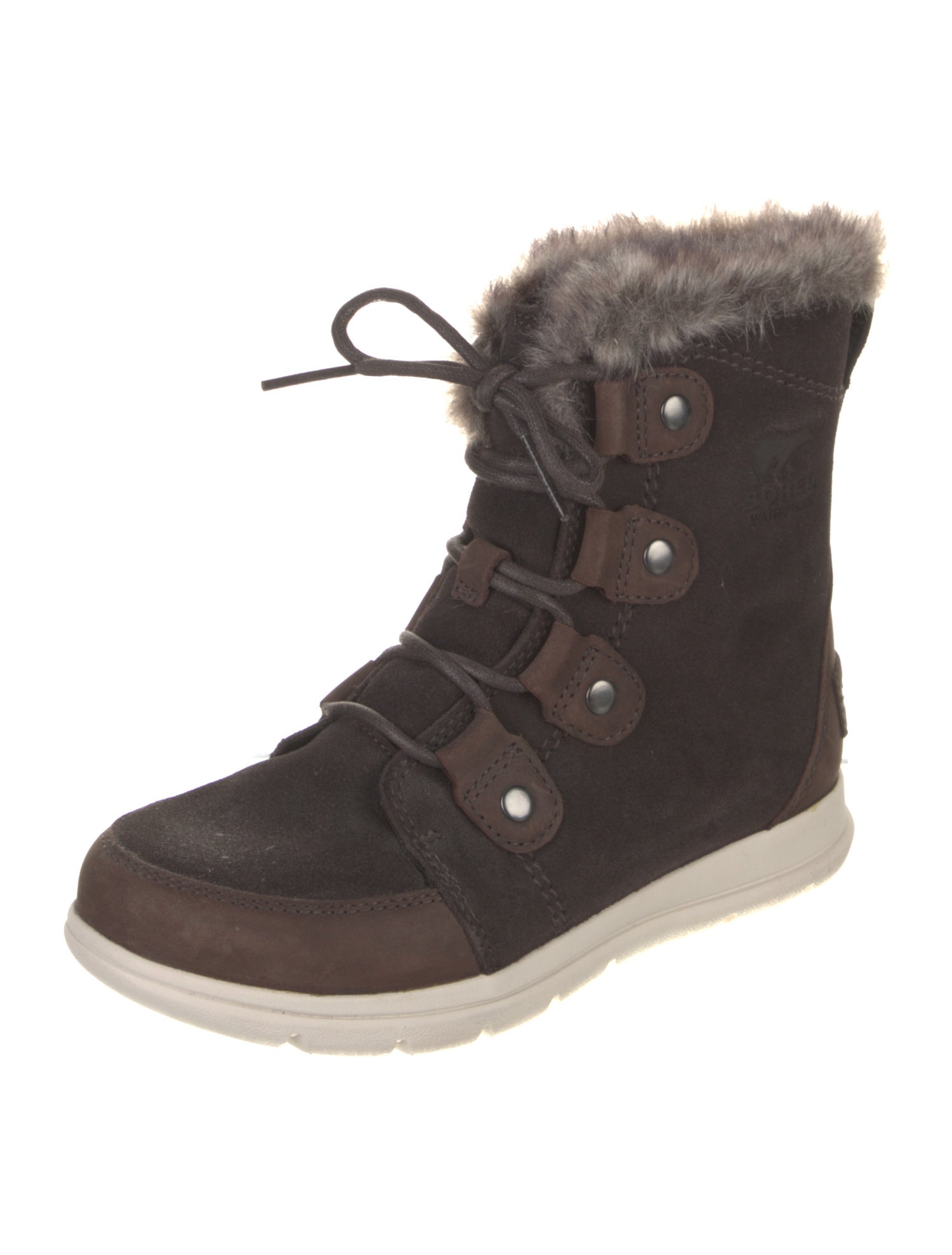 Sorel Suede Fur Trim Lace-Up Boots