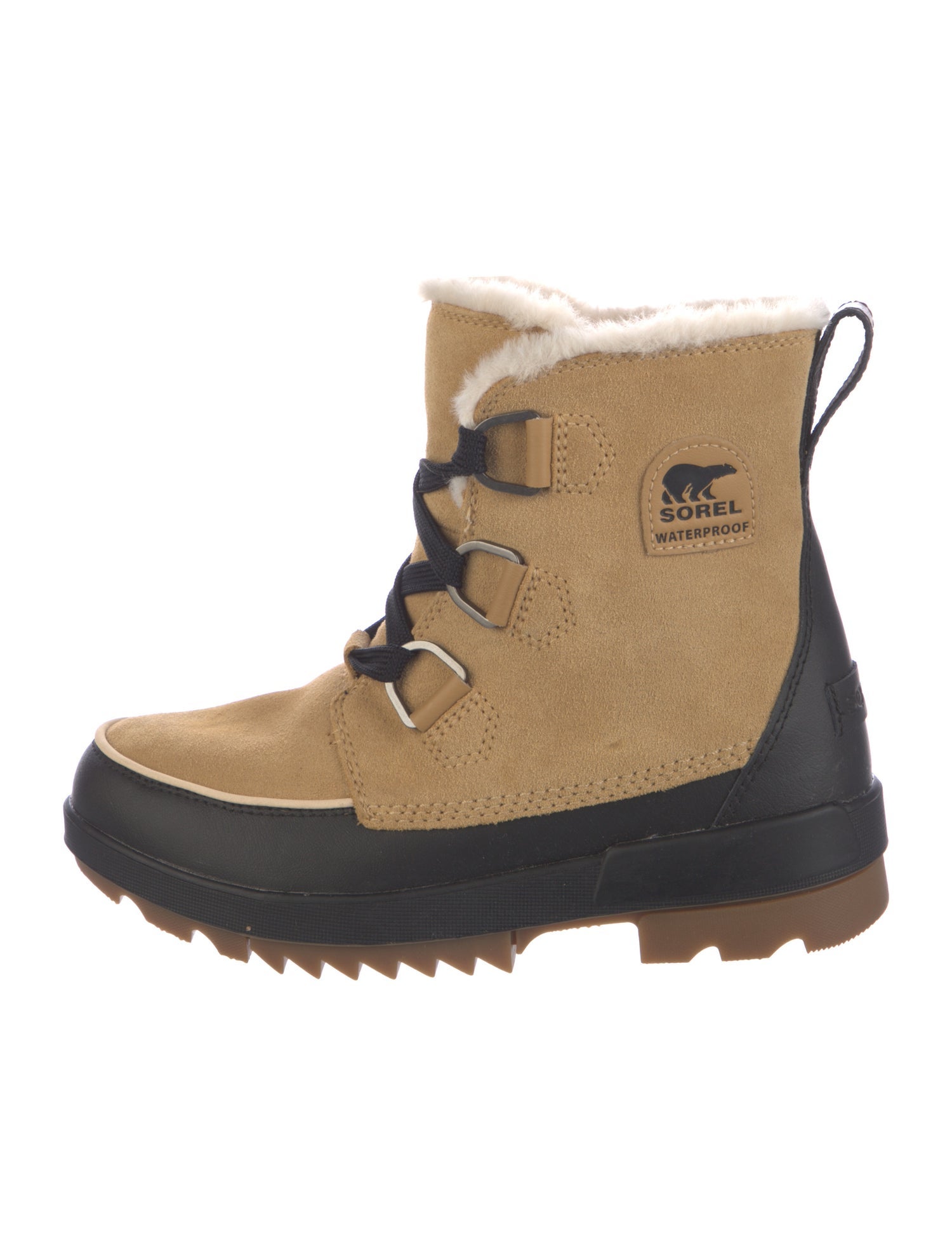 Sorel Suede Faux Fur Trim Lace-Up Boots