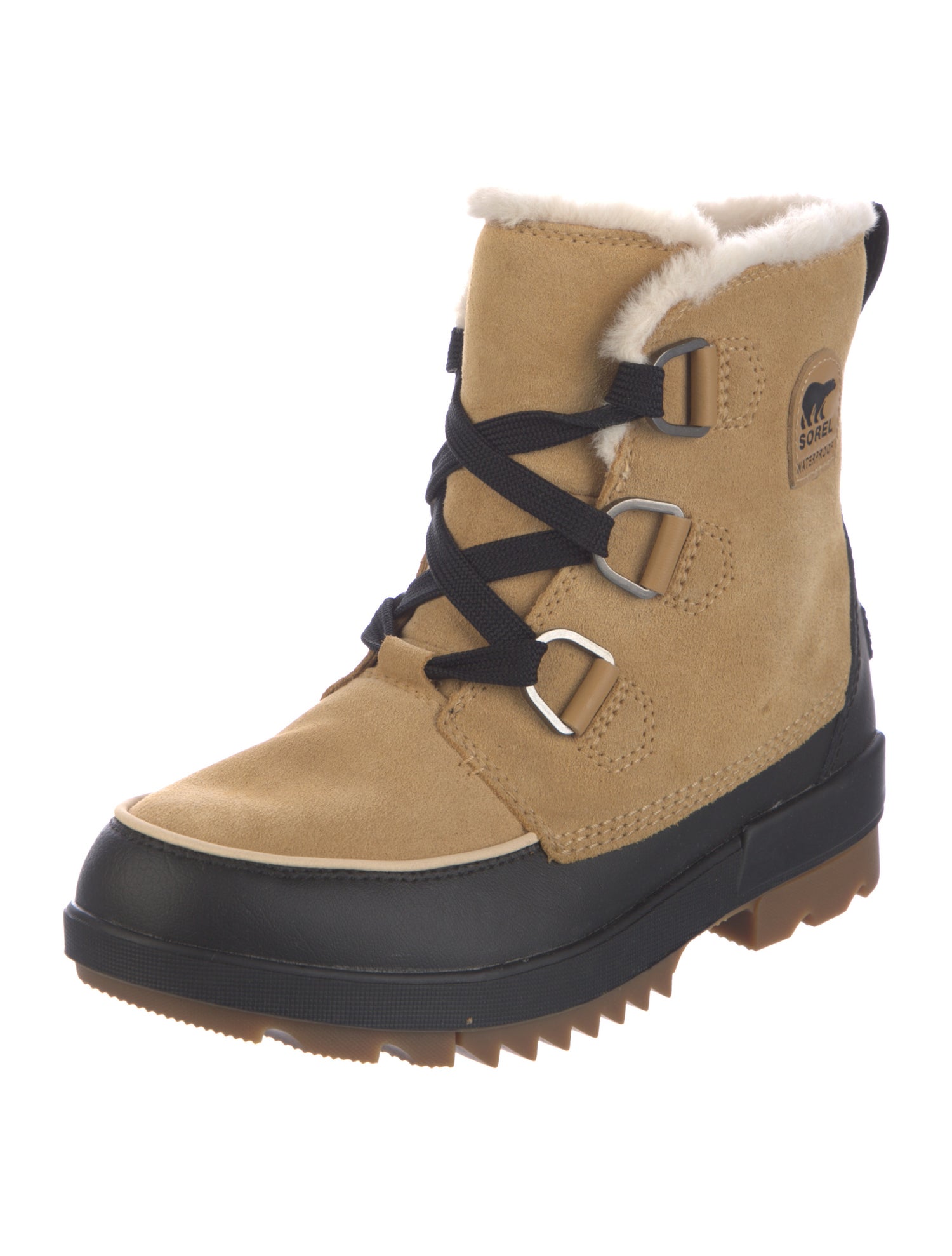 Sorel Suede Faux Fur Trim Lace-Up Boots