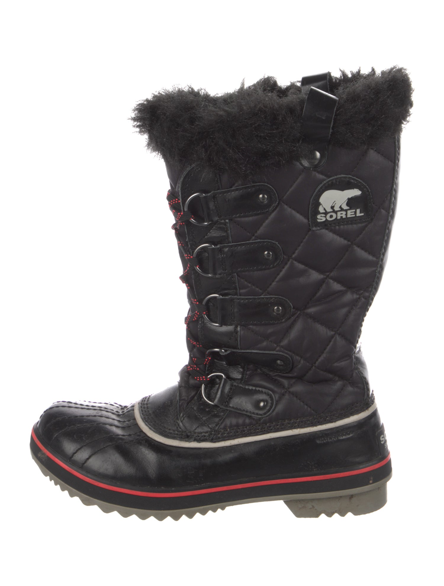 Sorel Nylon Faux Fur Trim Lace-Up Boots