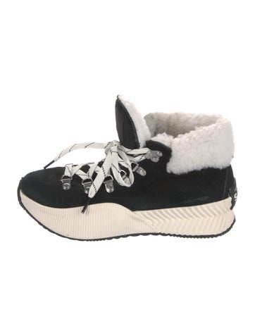 Sorel Sneakers Suede Faux Fur Trim Wedge US 7 |