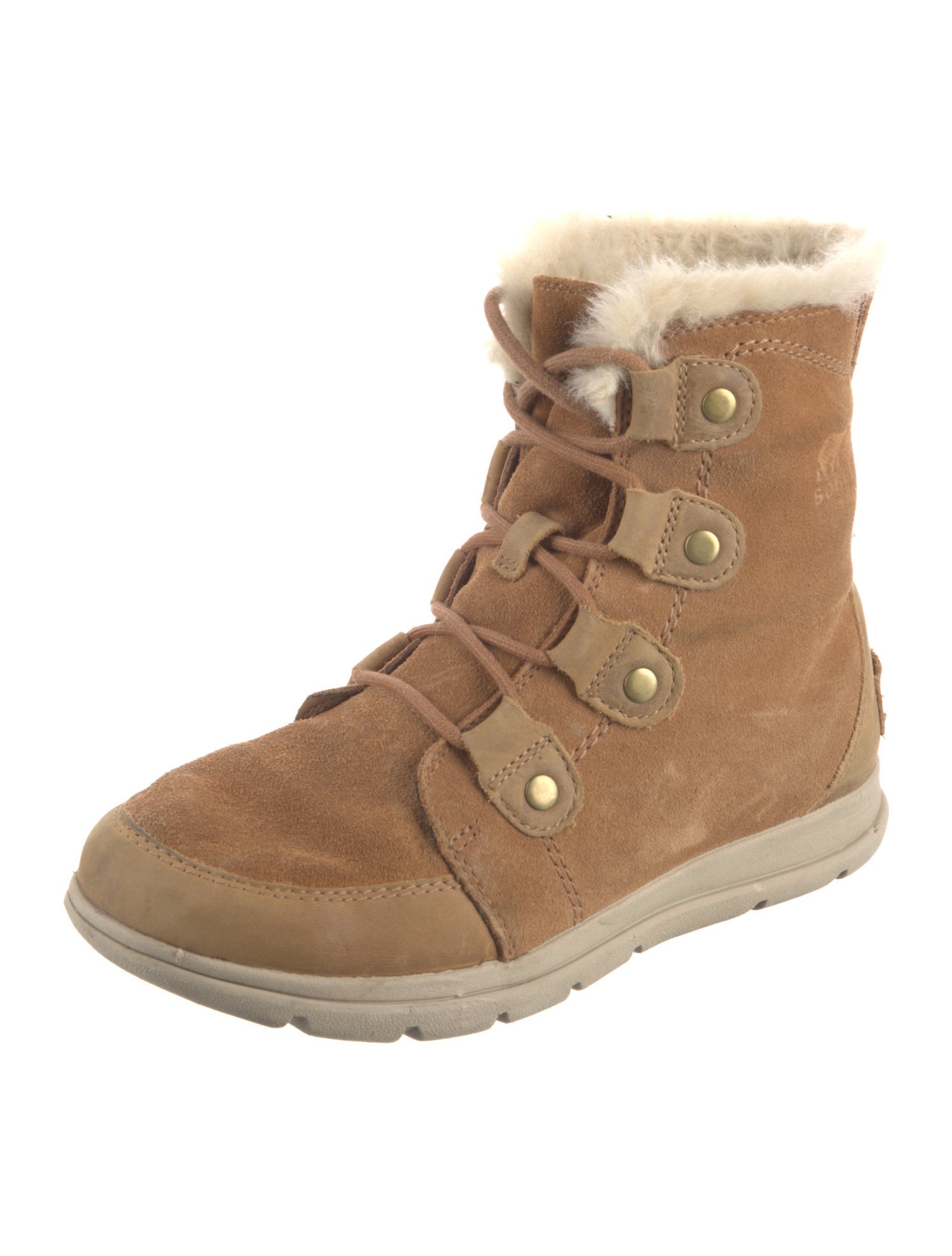 Sorel Brown Suede Lace-Up‎ Boot Sorel Nubuck Faux Fur Trim Lace-Up Boots - Brown Boots  main image 4