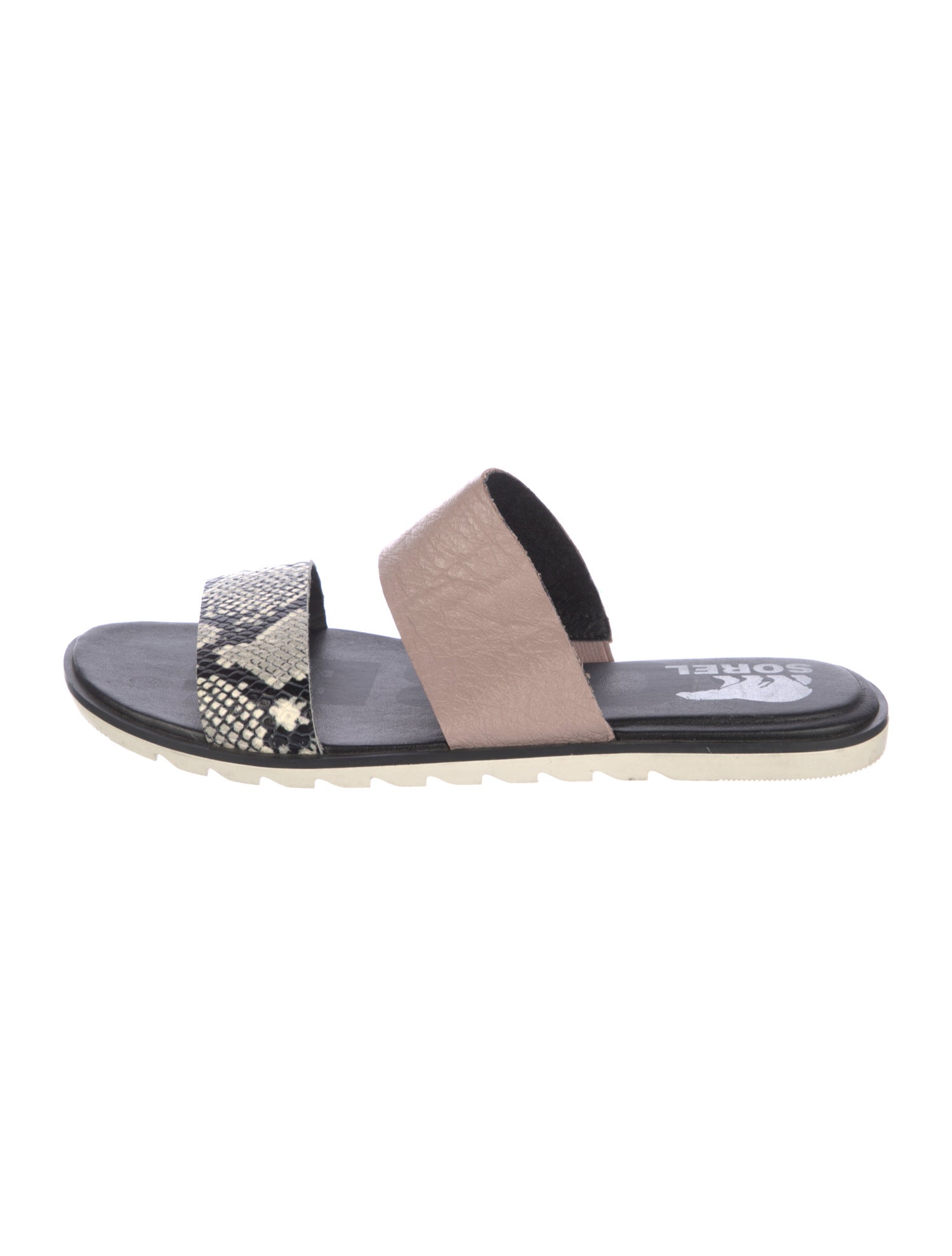 Sorel Leather Animal Print Slides