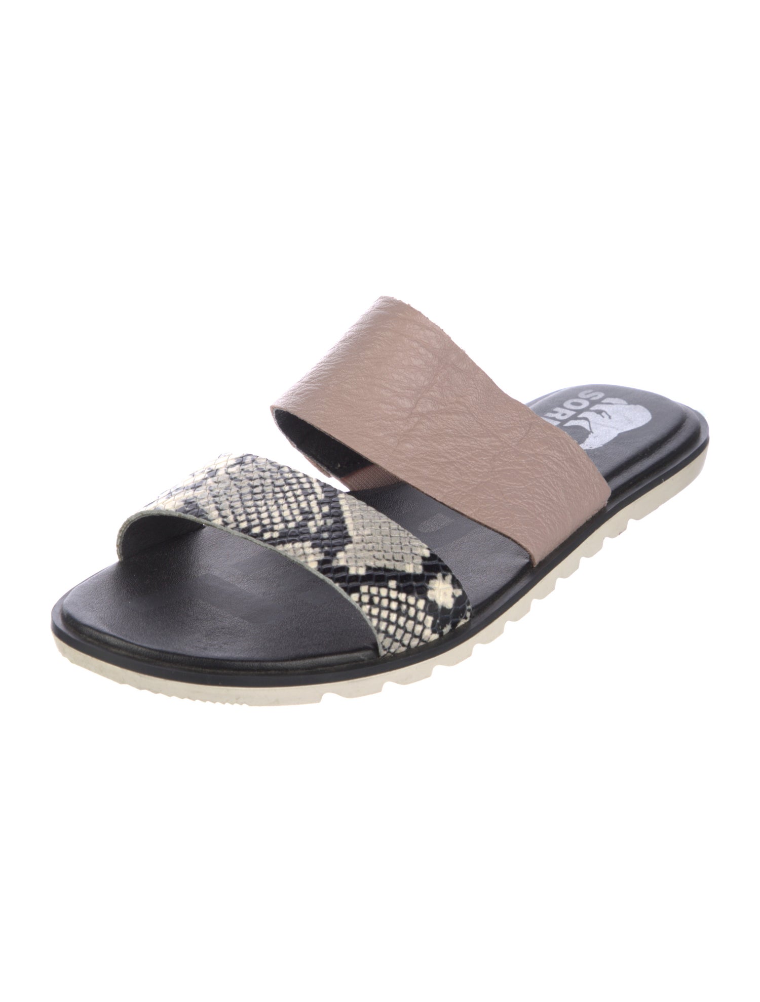 Sorel Leather Animal Print Slides