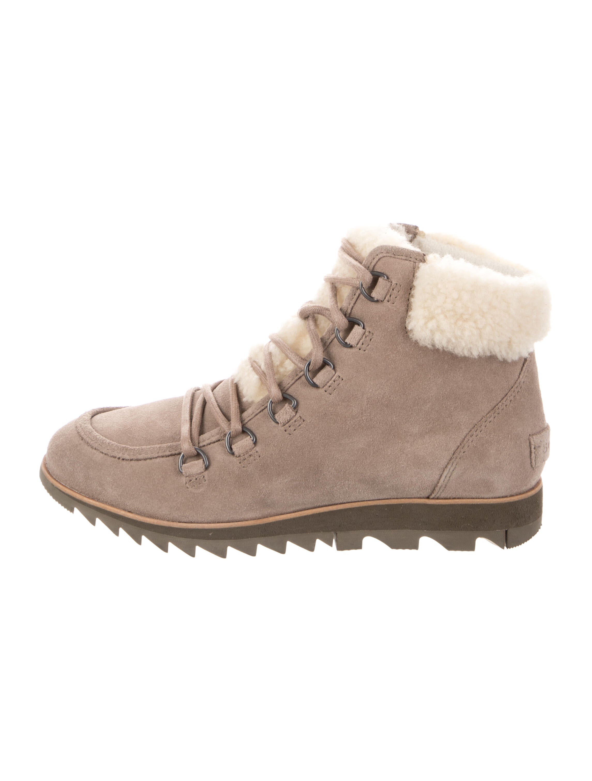 Sorel Suede Fur Trim Hiking Boots